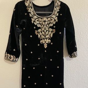 Black Velvet shirt with gold hammer work